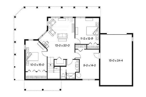 Floor Plan - Lower Floor for Country House Plan #23-2478 - 3 bed, 2 bath