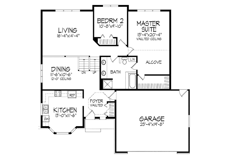 Home Plan - Floor Plan - Main Floor for Country House Plan #51-711 - 3 bed, 2 bath
