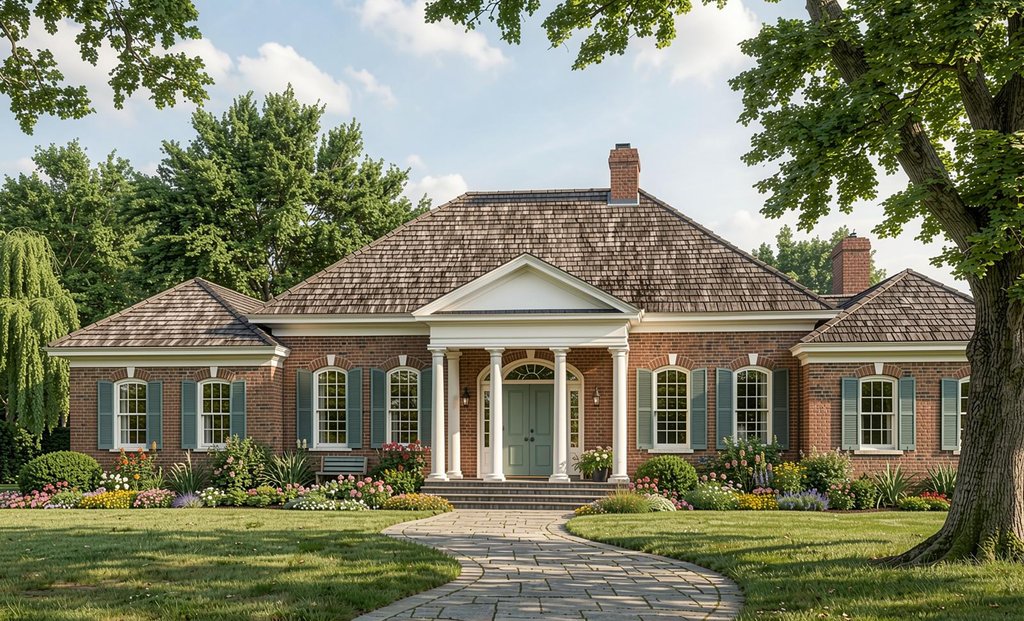 Exterior - Front Elevation 2 for Classical House Plan #137-238 - 4 bed, 3 bath