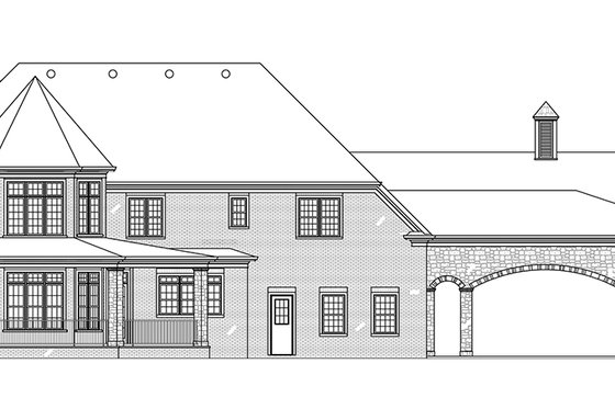 Exterior - Rear Elevation 2 for European House Plan #119-432 - 4 bed, 4.5 bath
