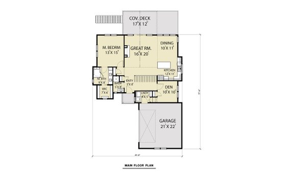 Floor Plan - Main Floor for Craftsman House Plan #1070-99 - 3 bed, 2.5 bath