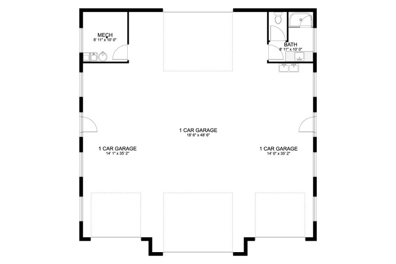 Architectural House Design - Floor Plan - Main Floor for Craftsman House Plan #1060-156, 1 bath