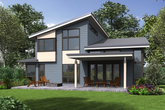 Exterior - Rear Elevation for Contemporary House Plan #48-706 - 4 bed, 3 bath