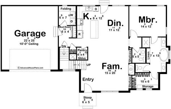 Home Plan - Tudor Floor Plan - Main Floor Plan #455-743