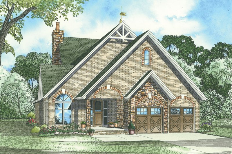 House Blueprint - European Exterior - Front Elevation Plan #17-3462
