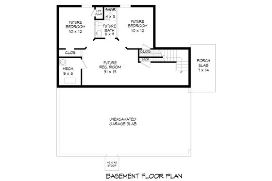 Floor Plan - Lower Floor for Traditional House Plan #932-543 - 3 bed, 3 bath