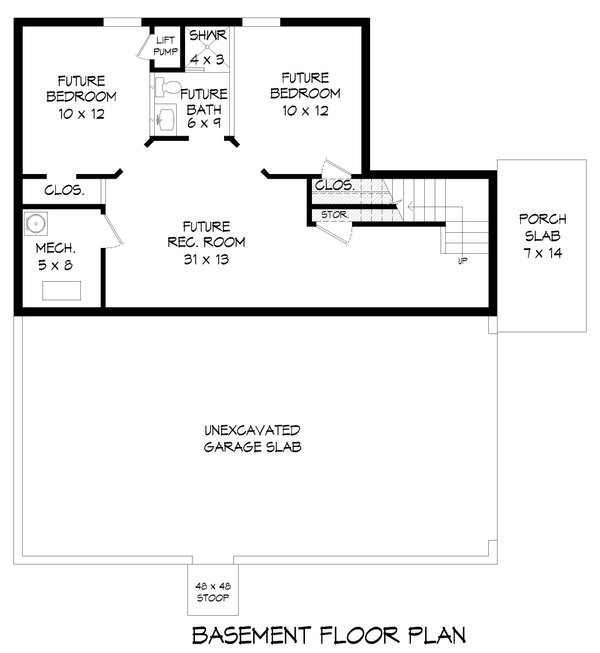Traditional Floor Plan - Lower Floor Plan #932-543