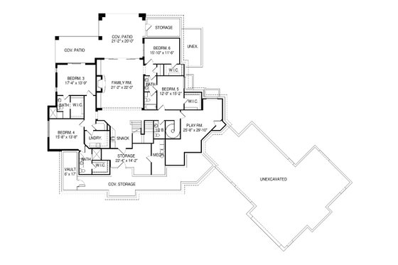 Floor Plan - Lower Floor for Craftsman House Plan #920-98 - 6 bed, 6 bath