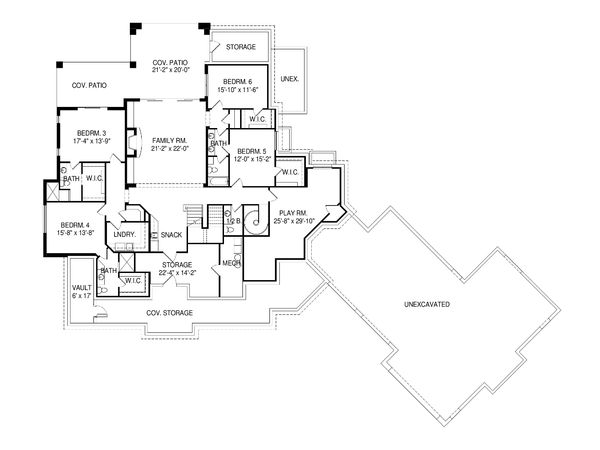 Craftsman Floor Plan - Lower Floor Plan #920-98