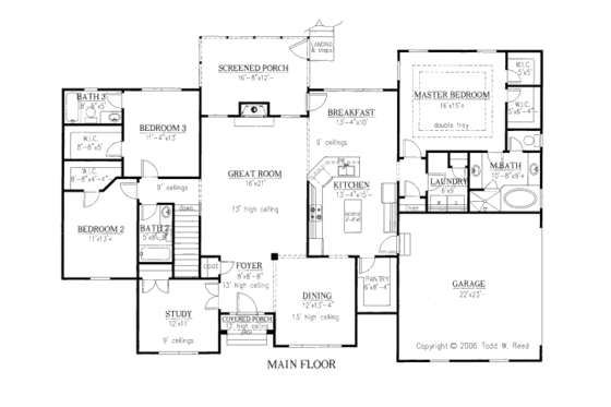 Floor Plan - Main Floor for European House Plan #437-31 - 3 bed, 3 bath