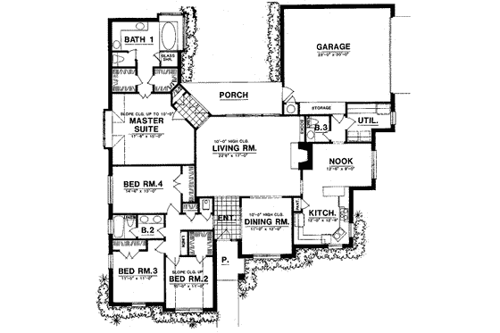 Floor Plan - Main Floor for European House Plan #40-191 - 4 bed, 3 bath