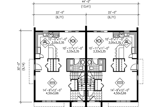 Floor Plan - Main Floor for Modern House Plan #25-3032 - 3 bed, 1.5 bath
