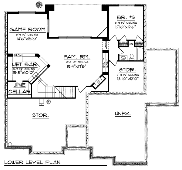 Home Plan - Craftsman Floor Plan - Lower Floor Plan #70-924