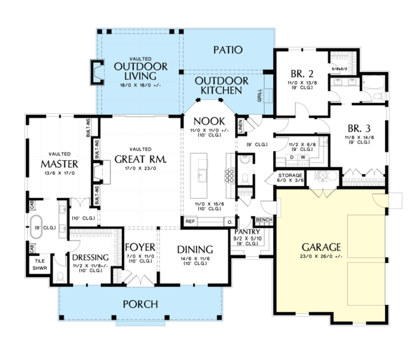House Blueprint - Farmhouse Floor Plan - Main Floor Plan #48-984