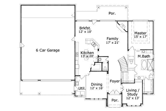 Floor Plan - Main Floor for European House Plan #411-189 - 4 bed, 3 bath