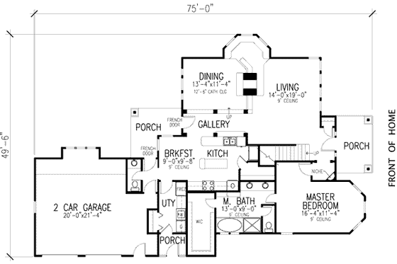 Floor Plan - Main Floor for Cottage House Plan #410-186 - 4 bed, 3.5 bath