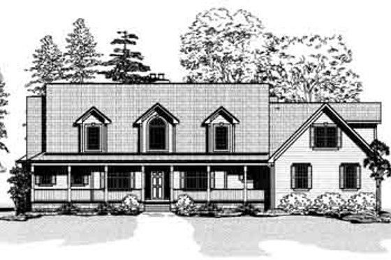 Exterior - Front Elevation for Country House Plan #9-110 - 3 bed, 2.5 bath