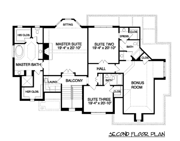 European Floor Plan - Upper Floor Plan #413-858