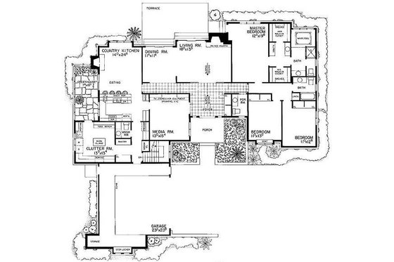Floor Plan - Main Floor for Ranch House Plan #72-483 - 3 bed, 2 bath