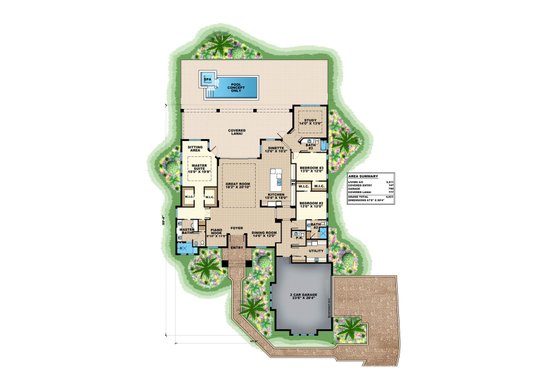 Floor Plan - Main Floor for Traditional House Plan #27-499 - 3 bed, 3.5 bath