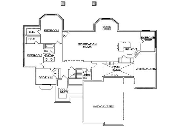 Architectural House Design - European Floor Plan - Lower Floor Plan #5-305