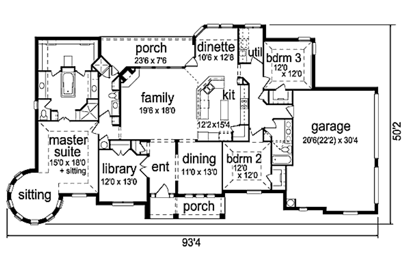 Home Plan - Floor Plan - Main Floor for European House Plan #84-491 - 3 bed, 3 bath