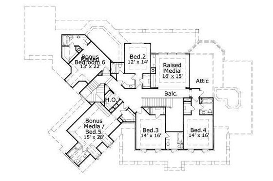 Floor Plan - Upper Floor for Traditional House Plan #411-296 - 4 bed, 5 bath