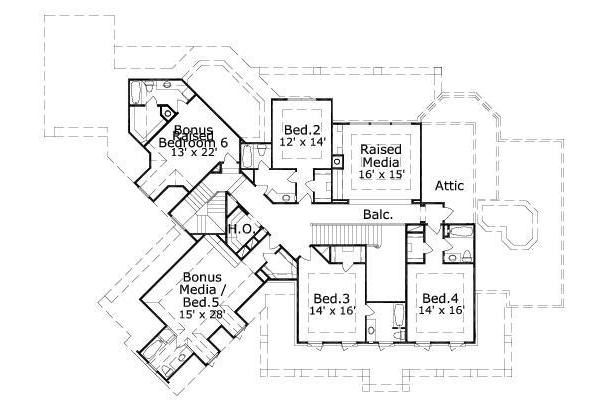 Traditional Floor Plan - Upper Floor Plan #411-296