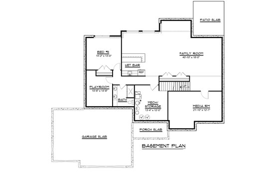 Floor Plan - Lower Floor for Ranch House Plan #1064-82 - 4 bed, 2.5 bath