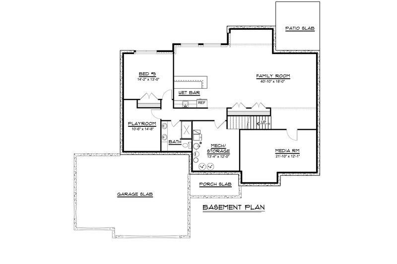 Dream House Plan - Floor Plan - Lower Floor for Ranch House Plan #1064-82 - 4 bed, 2.5 bath