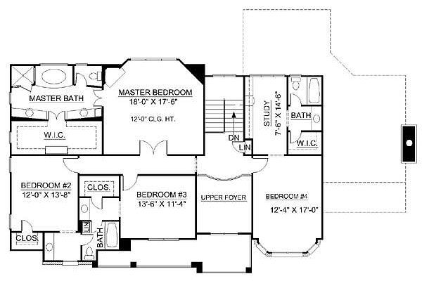 Architectural House Design - European Floor Plan - Upper Floor Plan #119-247