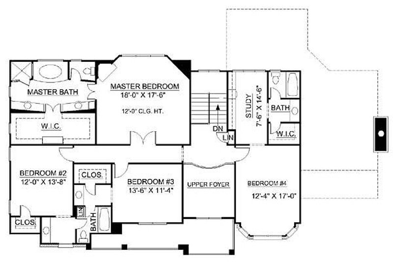 Home Plan - Floor Plan - Upper Floor for European House Plan #119-247 - 4 bed, 3.5 bath
