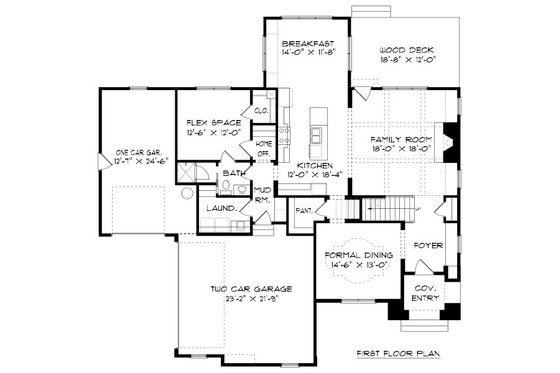 Floor Plan - Main Floor for Tudor House Plan #413-888 - 5 bed, 4 bath