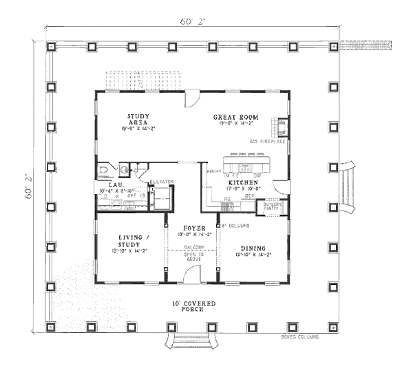 Home Plan - Southern Floor Plan - Main Floor Plan #17-280