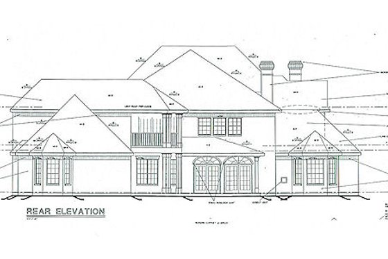 Exterior - Rear Elevation for European House Plan #141-222 - 5 bed, 5.5 bath
