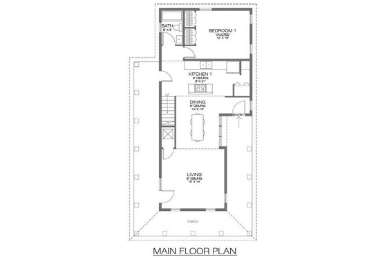 Floor Plan - Main Floor for Farmhouse House Plan #486-1 - 3 bed, 2 bath