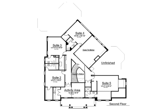 Floor Plan - Upper Floor for European House Plan #119-357 - 5 bed, 6 bath