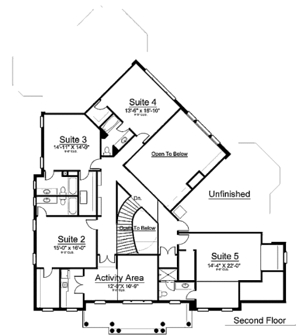 European Floor Plan - Upper Floor Plan #119-357