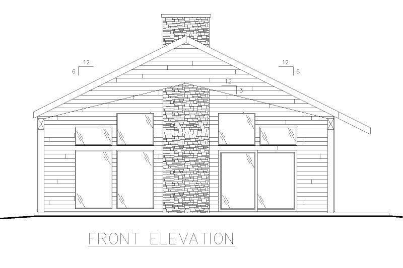 House Blueprint - Exterior - Front Elevation 3 for Modern House Plan #117-969 - 2 bed, 2 bath