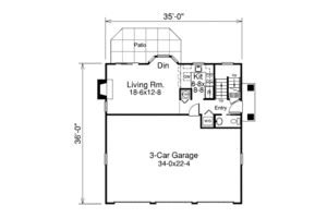 Floor Plan - Main Floor for Cottage House Plan #57-350 - 2 bed, 1.5 bath