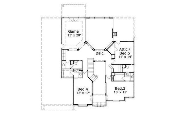 Floor Plan - Upper Floor for European House Plan #411-585 - 4 bed, 4.5 bath