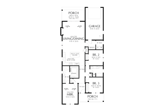 Floor Plan - Main Floor for Cottage House Plan #48-1123 - 3 bed, 2 bath
