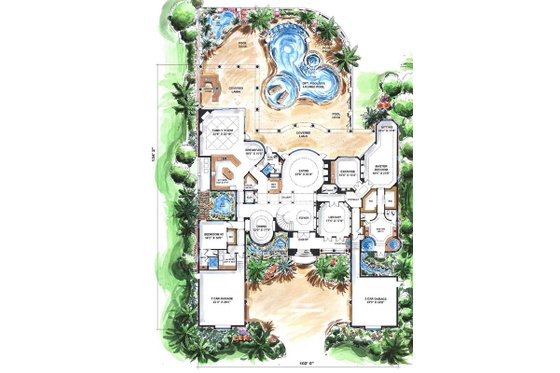 Floor Plan - Main Floor for Mediterranean House Plan #27-275 - 5 bed, 6.5 bath