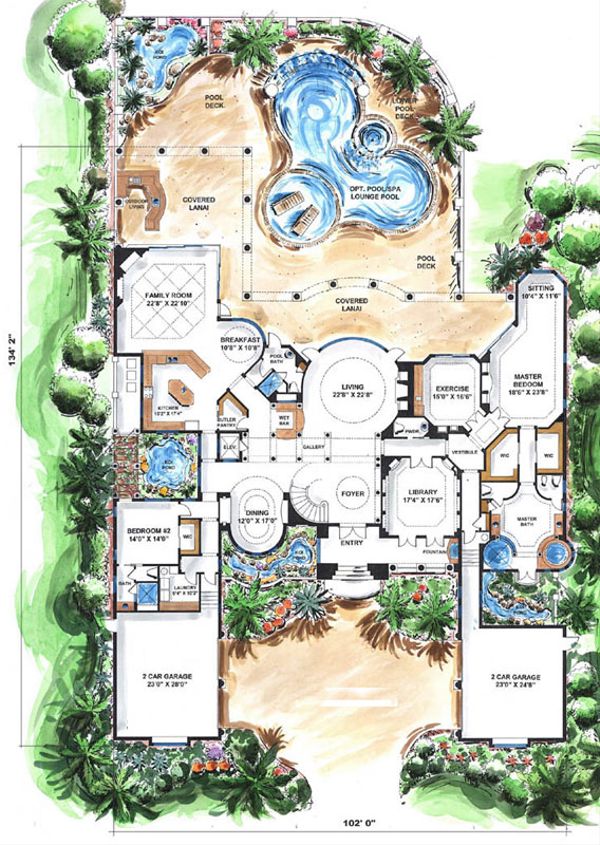 Mediterranean Floor Plan - Main Floor Plan #27-275