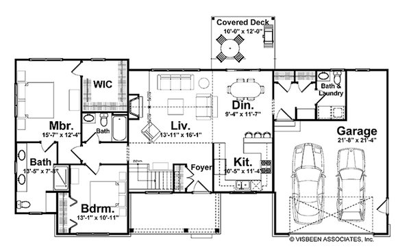 Architectural House Design - Floor Plan - Main Floor for Farmhouse House Plan #928-429 - 2 bed, 2.5 bath