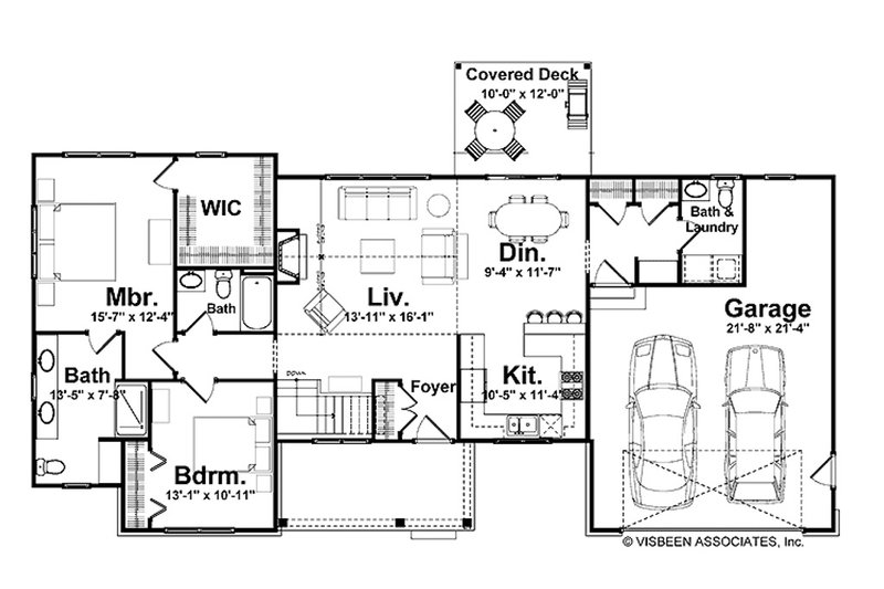 Architectural House Design - Floor Plan - Main Floor for Farmhouse House Plan #928-429 - 2 bed, 2.5 bath