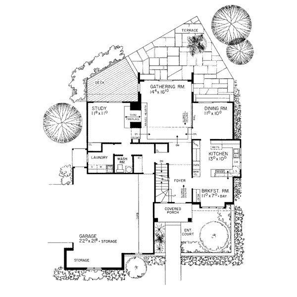 House Blueprint - Craftsman Floor Plan - Main Floor Plan #72-125