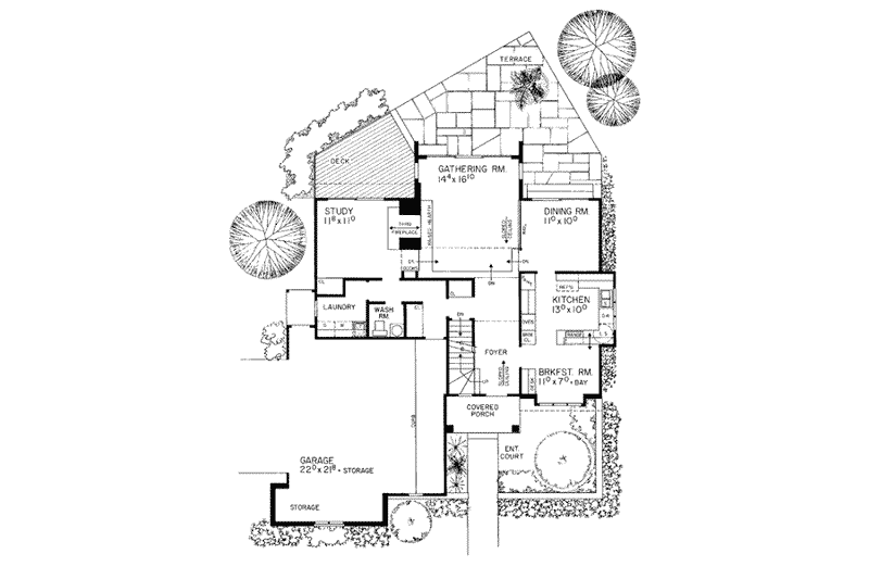 Dream House Plan - Floor Plan - Main Floor for Craftsman House Plan #72-125 - 3 bed, 2.5 bath