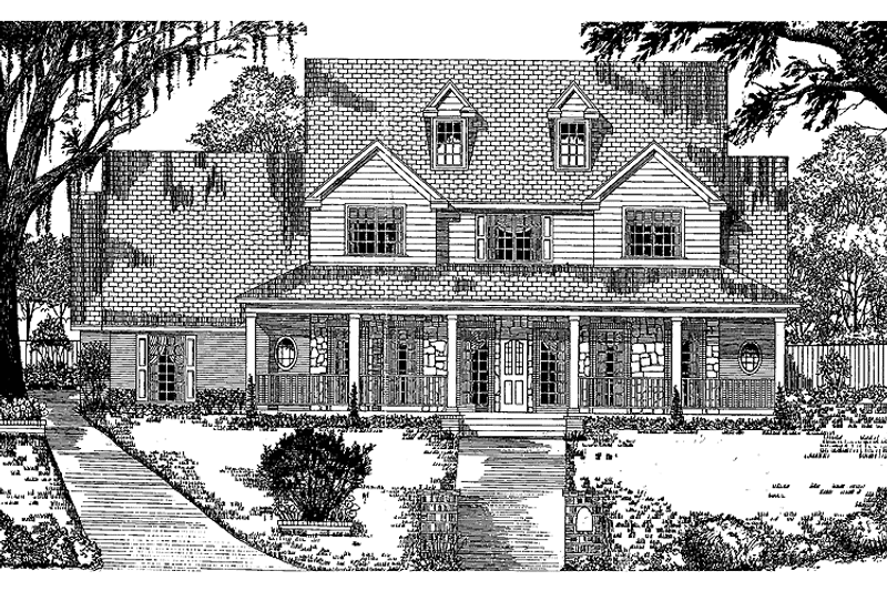 Architectural House Design - Exterior - Front Elevation 3 for Country House Plan #62-153 - 5 bed, 4 bath