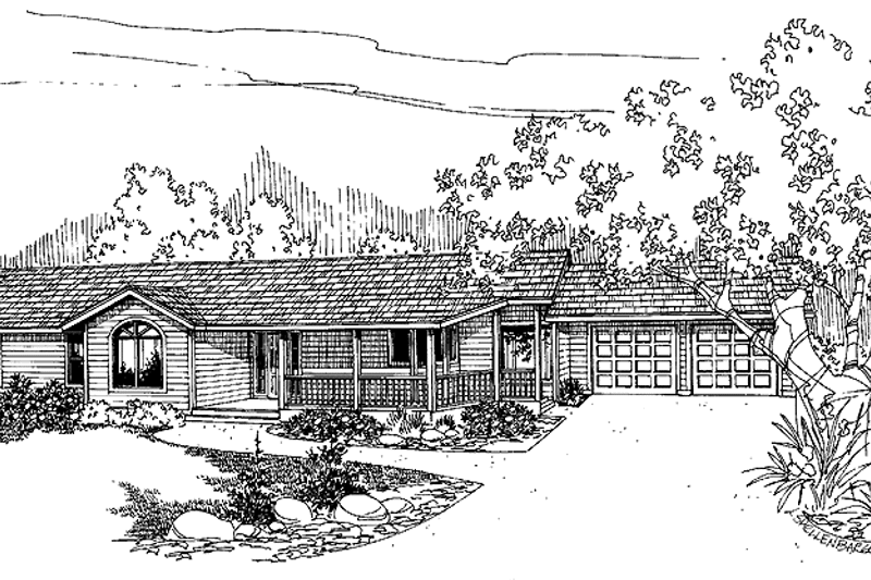 Dream House Plan - Exterior - Front Elevation 3 for Ranch House Plan #60-979 - 3 bed, 2.5 bath